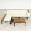 Ensemble de conversation modulaire pour 4 personnes avec coussins, ensemble de conversation pour patio, structure en bois d'acacia et en métal, table d'appoint intégrée, utilisation moderne et extérieure-649417758
