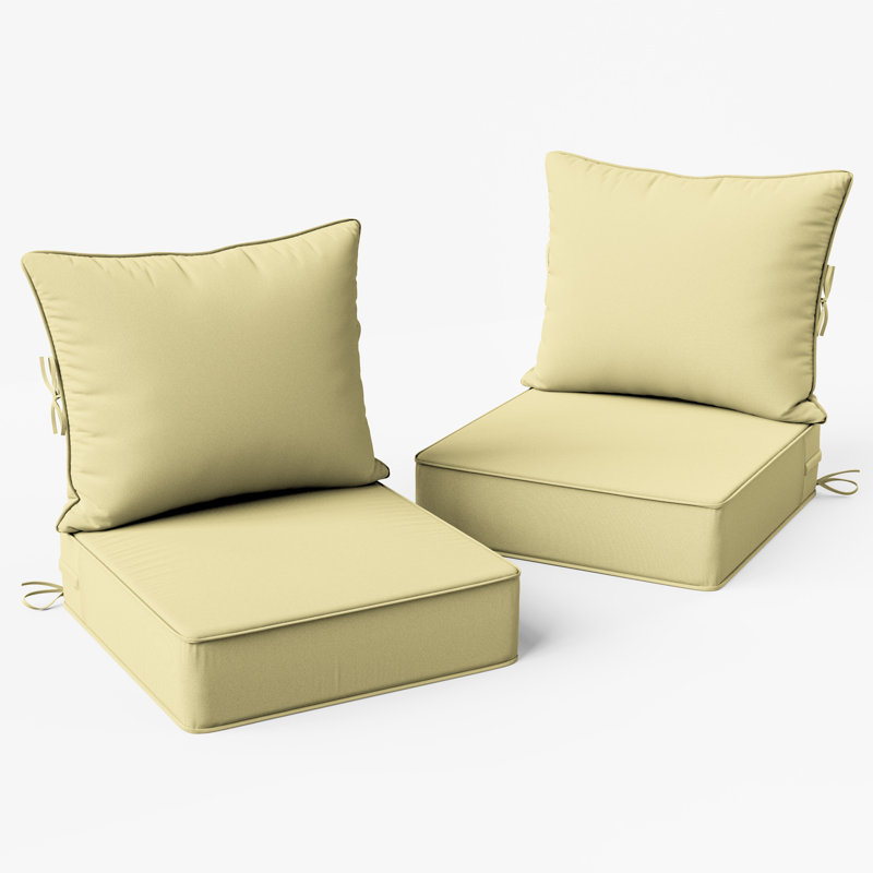24"W X 24"D Outdoor Deep Seating Cushions 6.5” Indoor/Outdoor Seat And Back Cushion, Cushions Only, Pastel Yellow