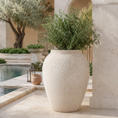 25 in. Gold Urn - White Lava