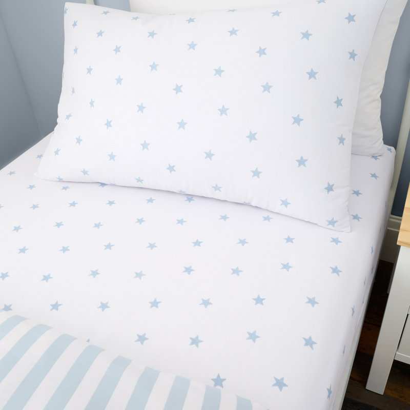 Mini Star & Stripes Cotton Fitted Sheet, Blue, Single (3')