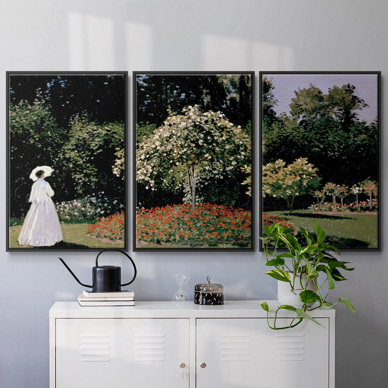 Monet, reproduction sur toile 3 pièces, H 24 po x l 48 po x P 2 po, Noir