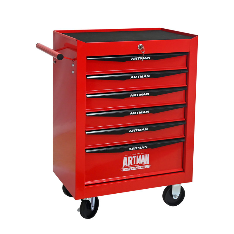 Coffre à outils roulant en métal avec 6 tiroirs, armoire à outils à 6 tiroirs de 20 po avec glissières à roulement à billes, coffre à outils en acier