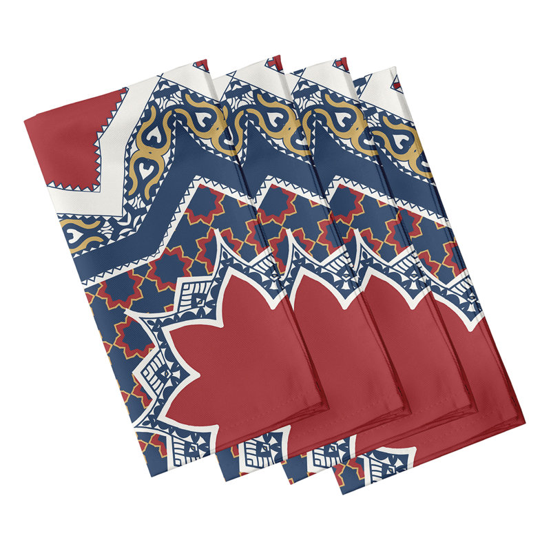 Harrel Polyester Geometric Square Napkin, Red