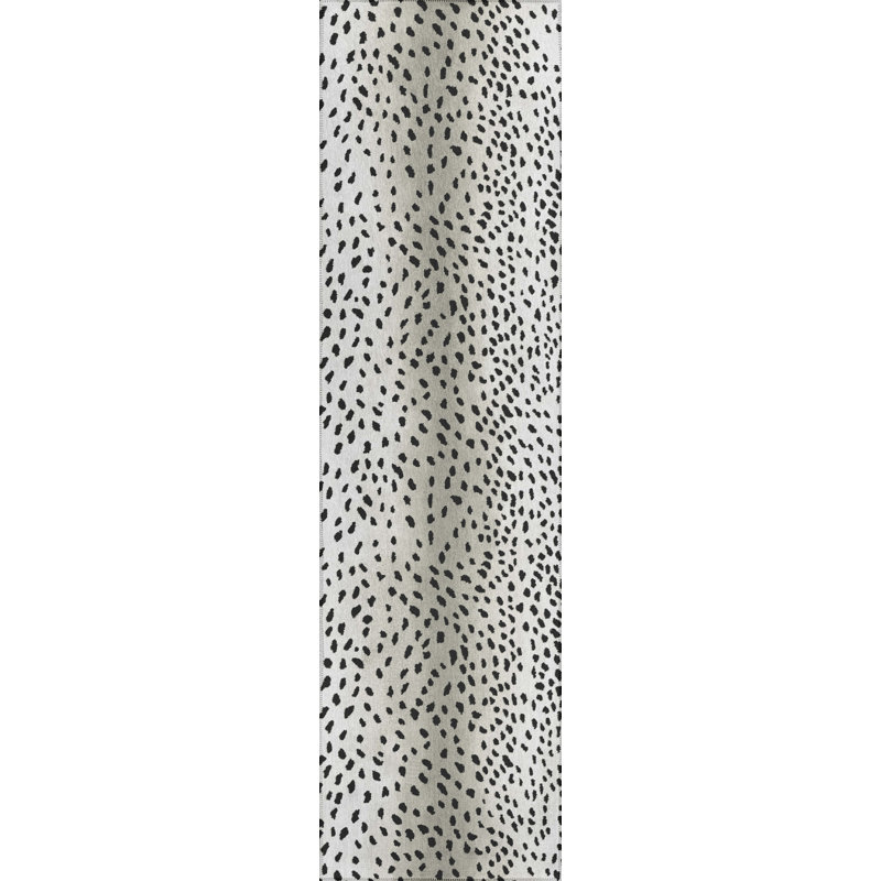 Tapis blanc / noir Abiy, Tapis de couloir 2 pi 3 po x 7 pi 6 po