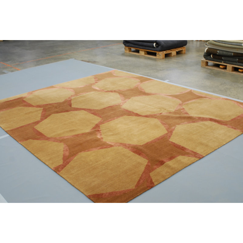Tranquility Geometric Area Rug in Brown/Pink, Rectangle 8' x 10'