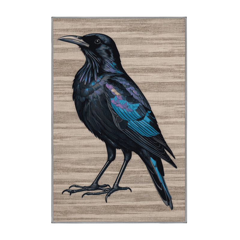  Tapis lavable à motif d'oiseaux communs, Rectangulaire 2 pi x 3 pi