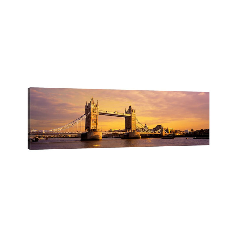 Tower Bridge London England - Wrapped Canvas Panoramic Print, 30.48 cm H x 91.44 cm W x 1.91 cm D