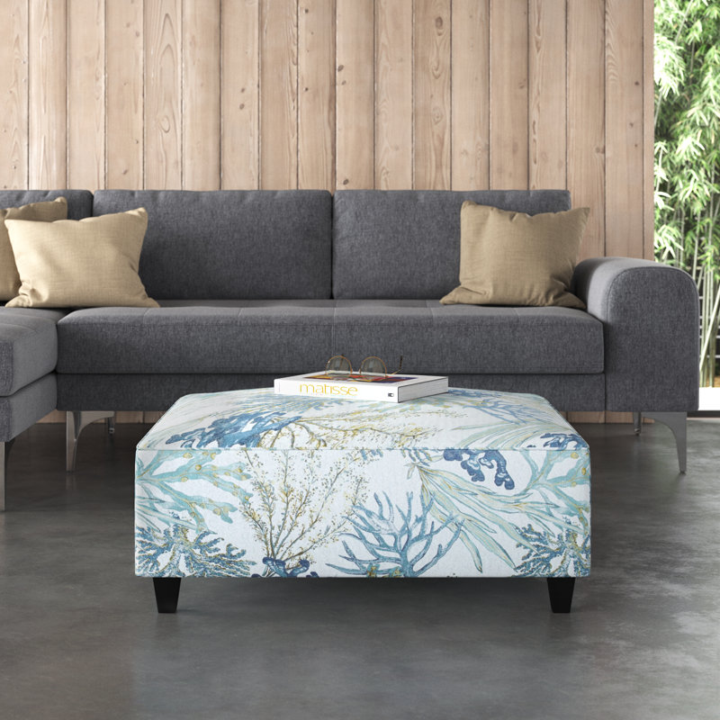 Reigate Floral Cocktail Ottoman, Coral Reef Oceanside Polyester Blend