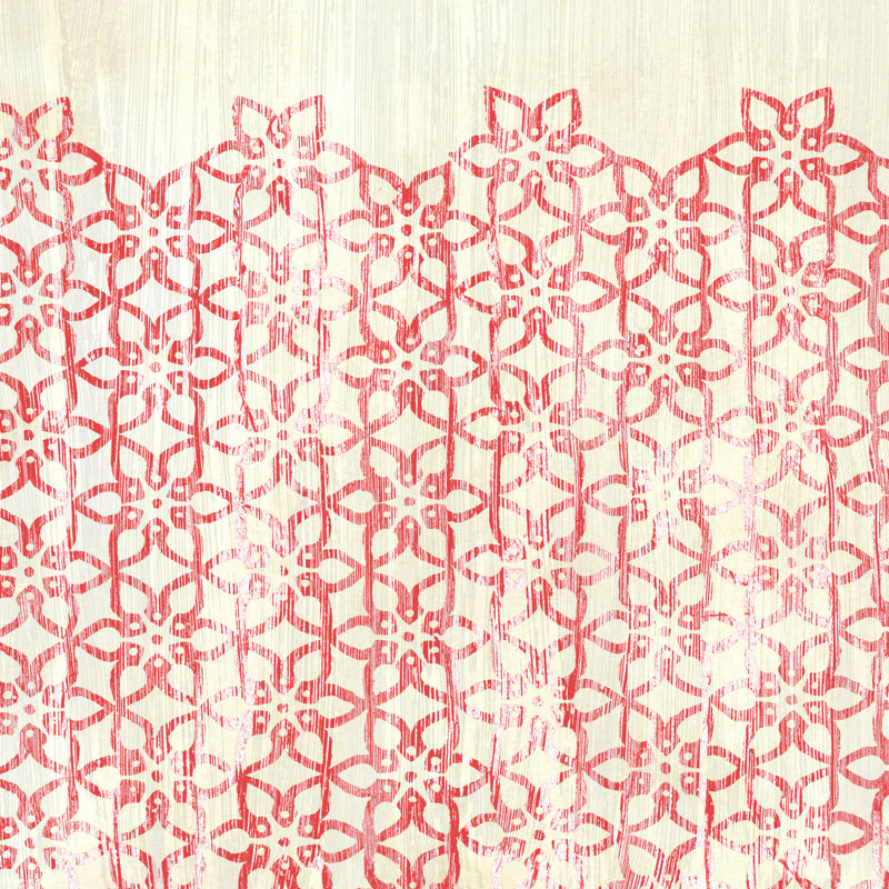 Motifs patinés en rouge, H 20 po x l 20 po x P 1,25 po