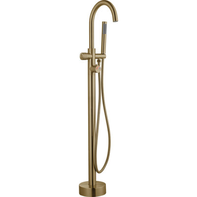 Robinet de baignoire à fixation au sol à poignée simple thermostatique en acier inoxydable 316 avec douchette