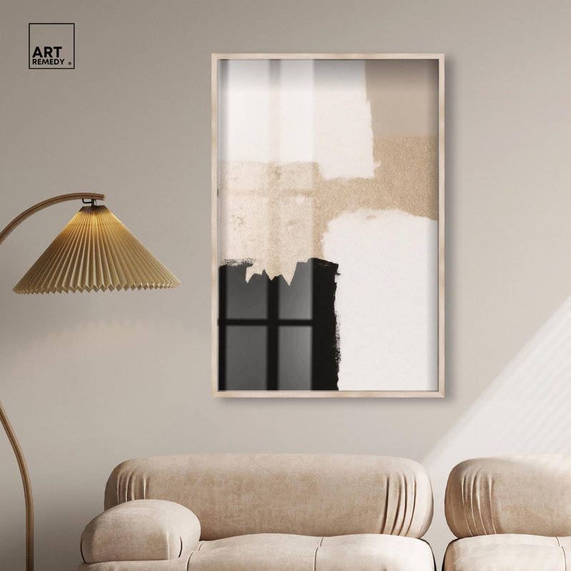«Earth and Ink I Shadowbox Print», décoration murale neutre par Art Remedy, H 46 po x l 31 po, Crème, crème