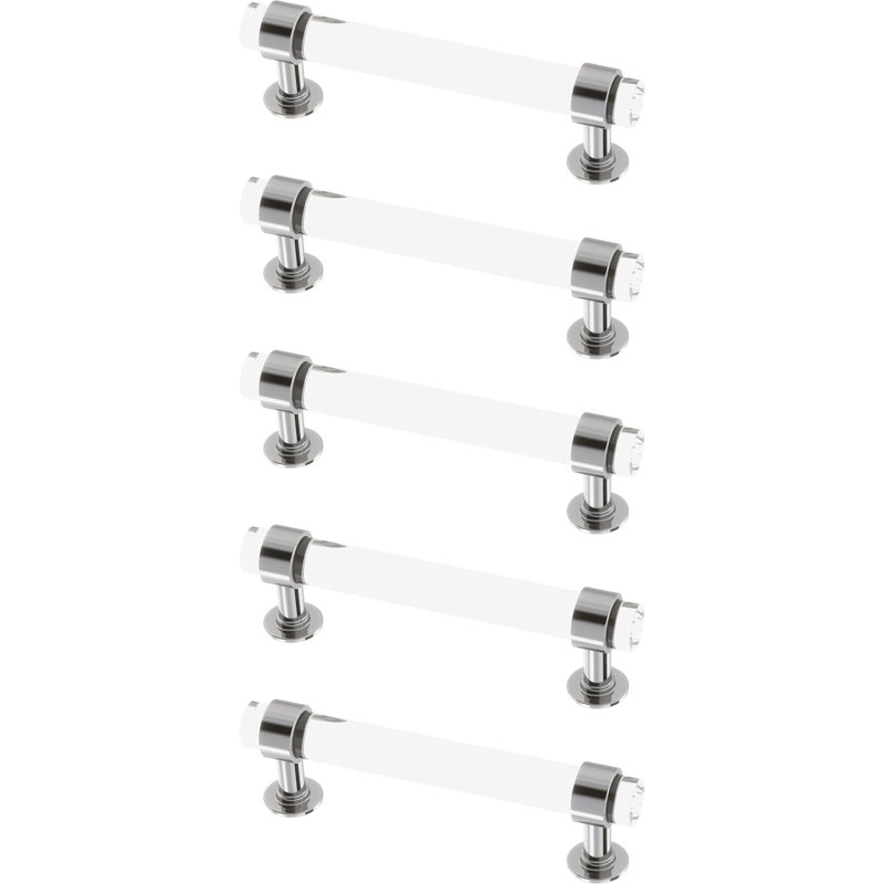 Cabinet Bar/Handle Pull Multipack, Chrome/Clear, 3"