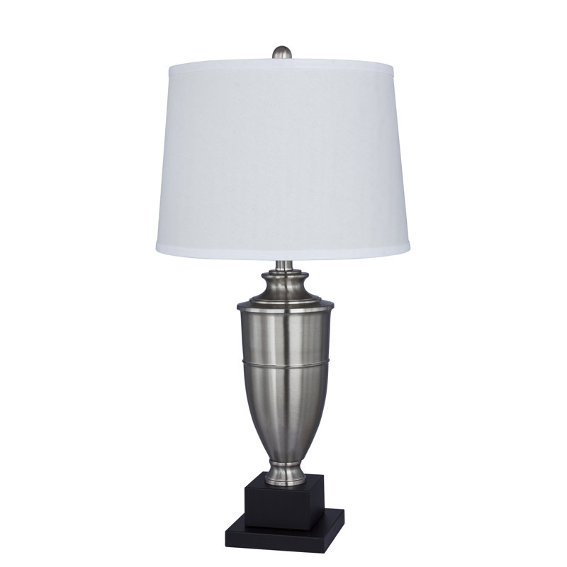 Passaic Metal Table Lamp, White & Silver