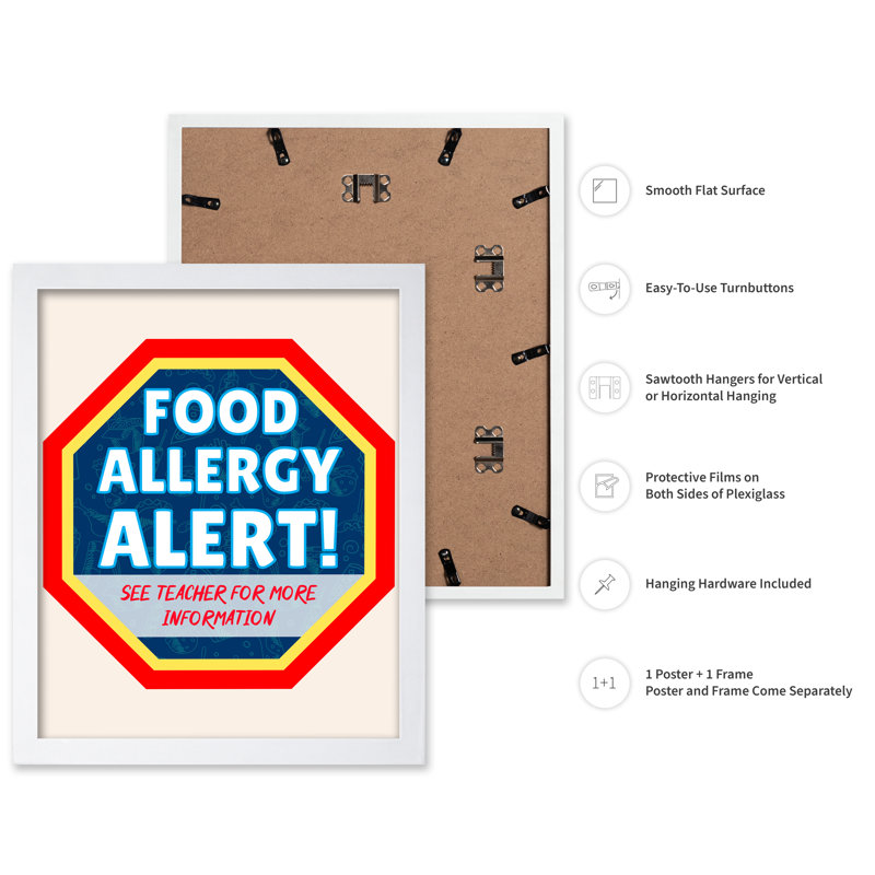 Alerte d'allergies alimentaires, Poster, 24"H x 32"W, White Framed