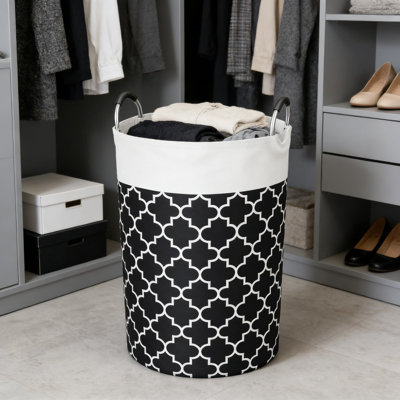 Large Capacity Foldable Fabric Laundry Hamper With Aluminum Handles, Cylindrical Storage Bin For Home, Dorm Or Commercial Use, Multi-Purpose Organizer