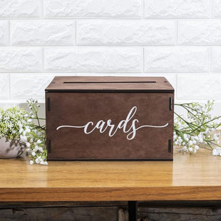 Boîte en bois pour carte de mariage avec fente et couvercle | Décorations pour réception pour cadeaux de mariage et argent | Douche pour bébé et mariée, obtention du diplôme