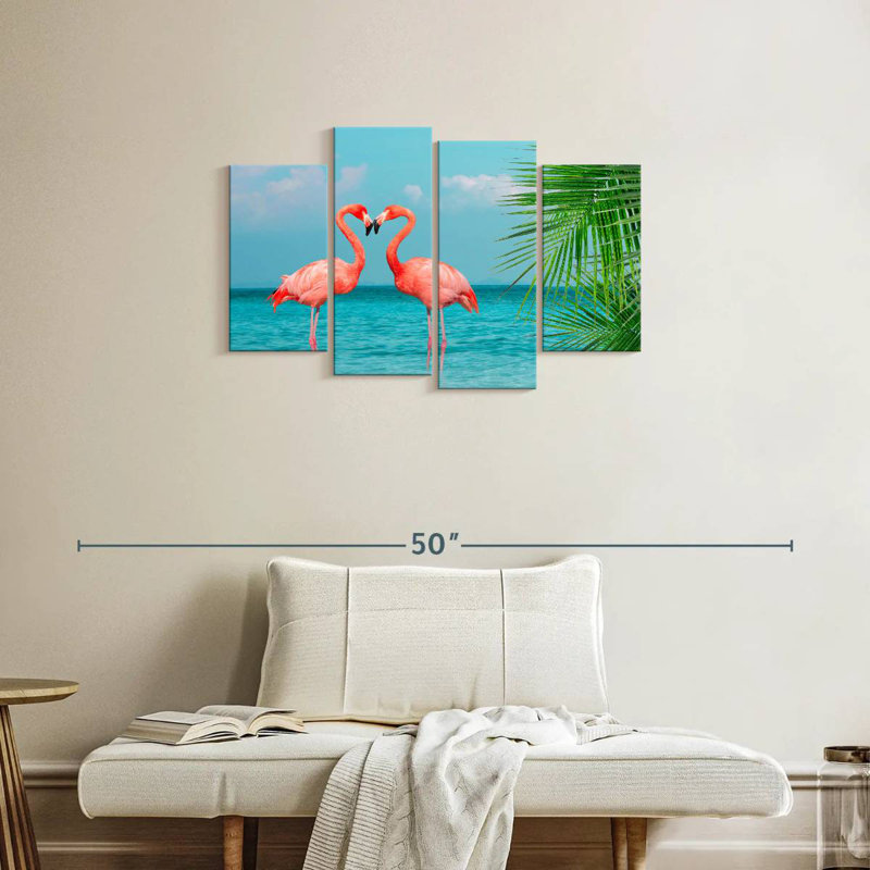 Blue Sea Flamingos, H 22 po x l 36 po