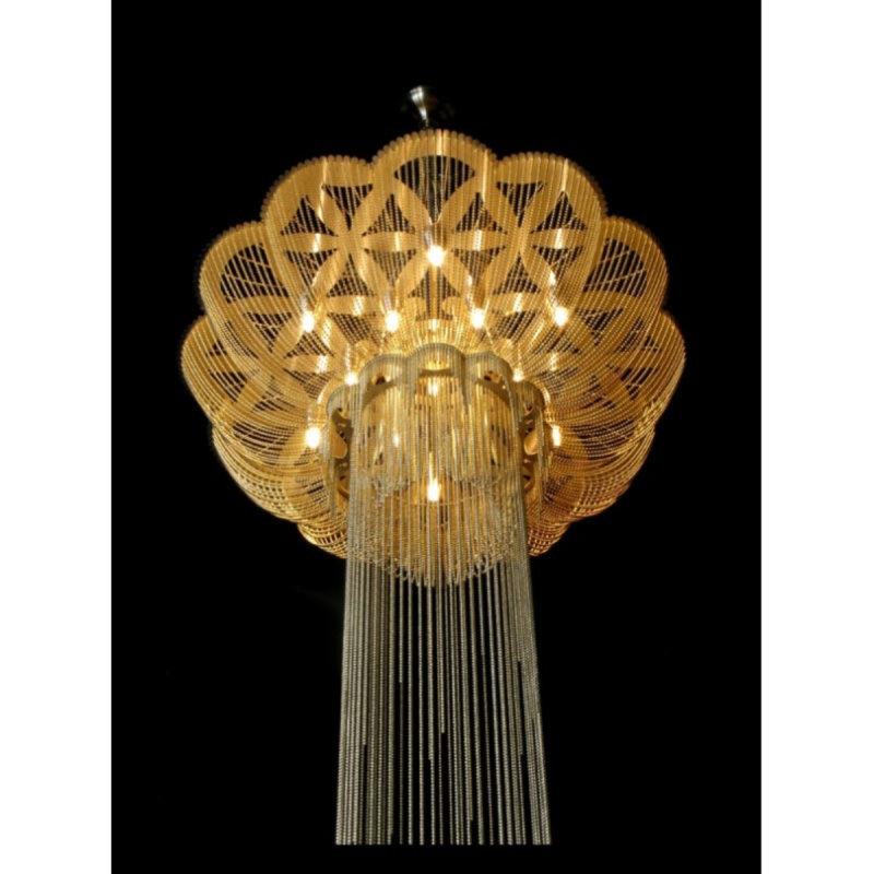 Lustre lumière fleur de vie, Afrique noire, Plaqué bronze, 27" Wide x 32" Height