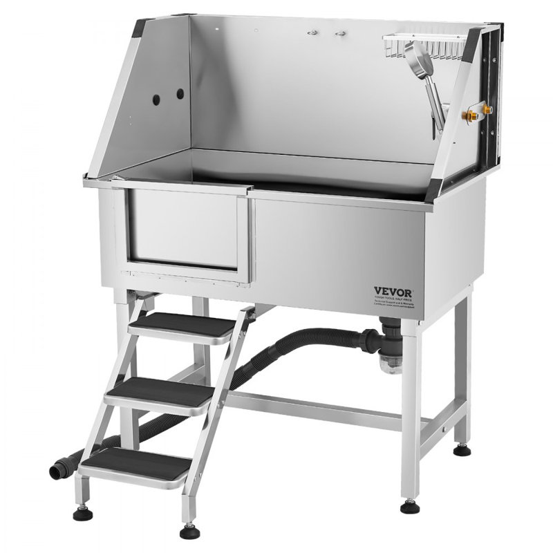 Stainless Steel Dog Grooming Tub, 121.9cm H x 96cm W x 62cm D