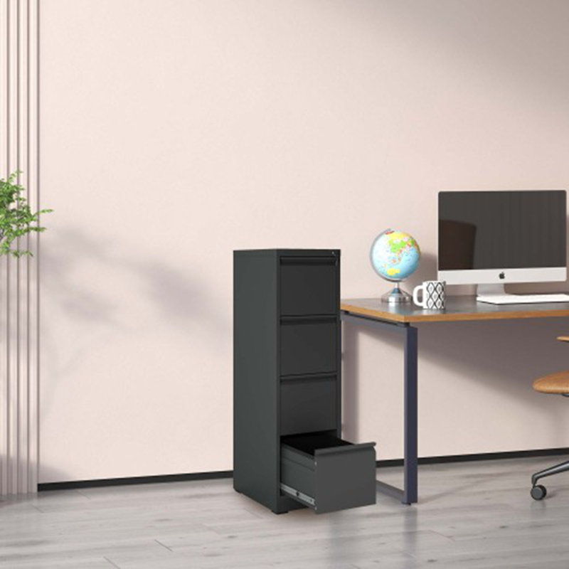 4-Drawer Lockable Metal Vertical File Cabinet for A4/Legal/Letter Size - Perfect for Office & Home Use, Black
