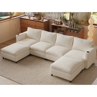 U-Shape Modular Sectional Couch With Storage Function by Latitude Run