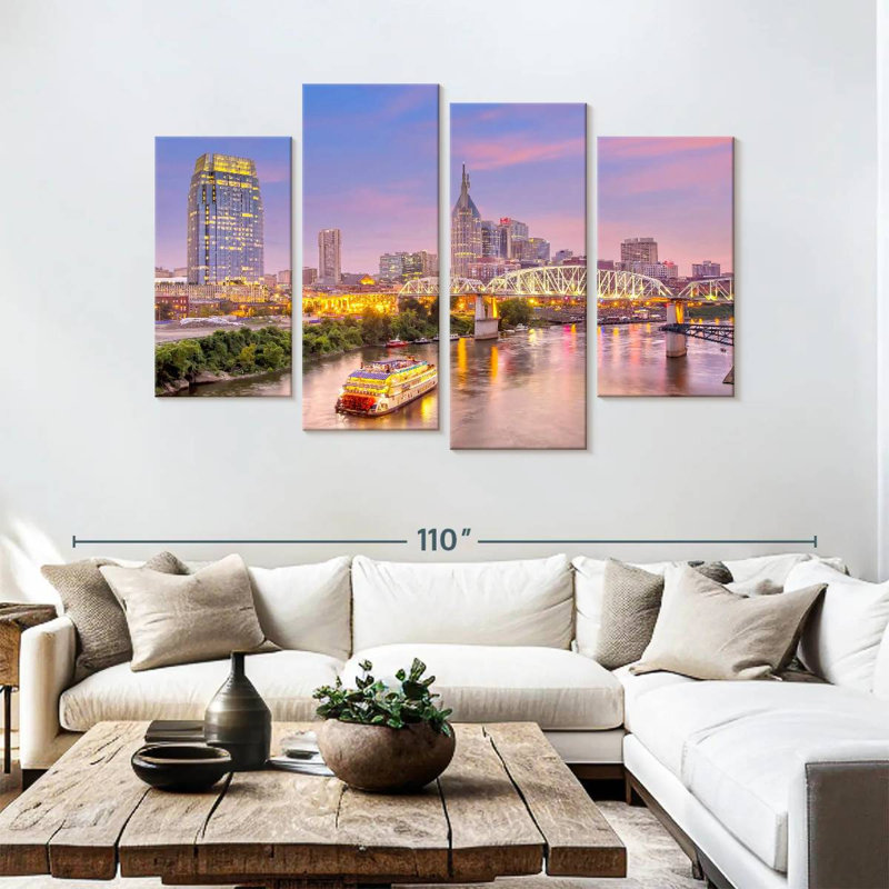 Sirci, Nashville, coucher de soleil mauve, ciel, H 54 po x l 84 po