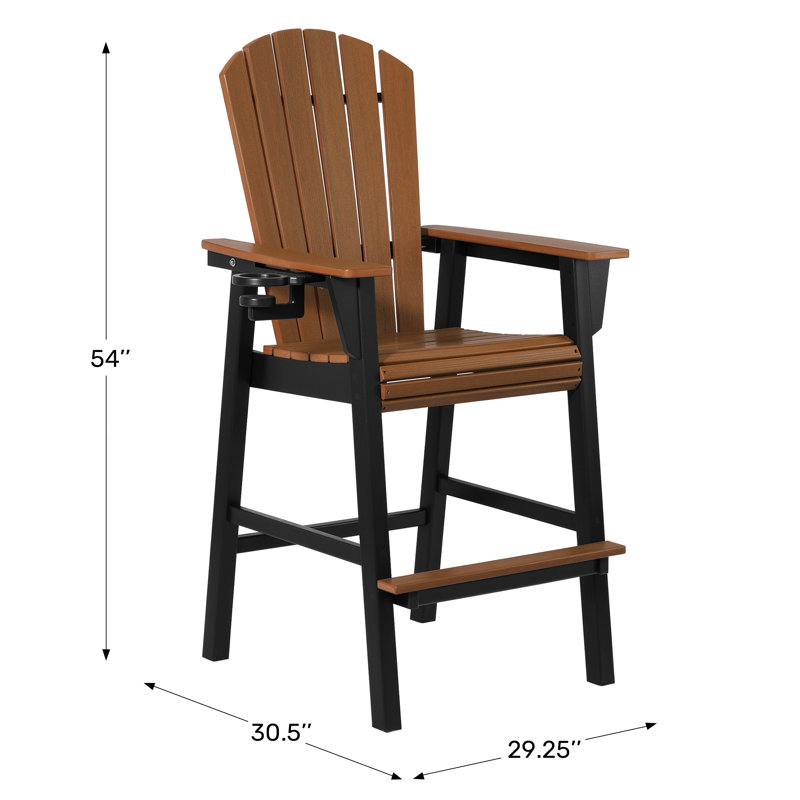 Chaise de bar Kevin Adirondack, noir, Orange / noir, 29.5"