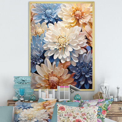 «Garden Bliss Mums» en blanc et bleu sur toile