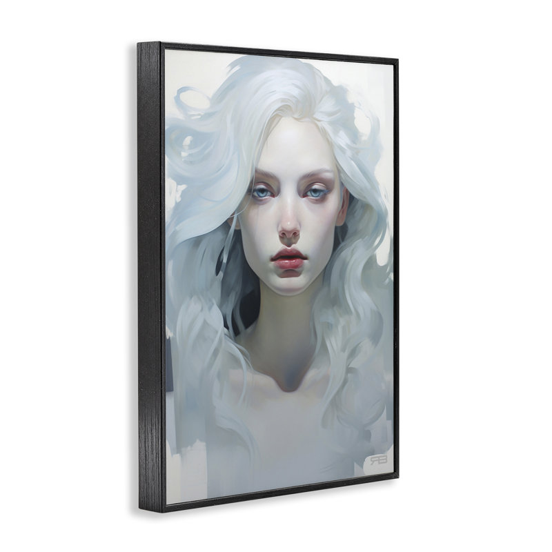 Visage de cheveux qui coule, art de la giclée encadrée par Roozbeh Bahramali, Giclée encadrée noir minuit, H 24 po x l 16 po