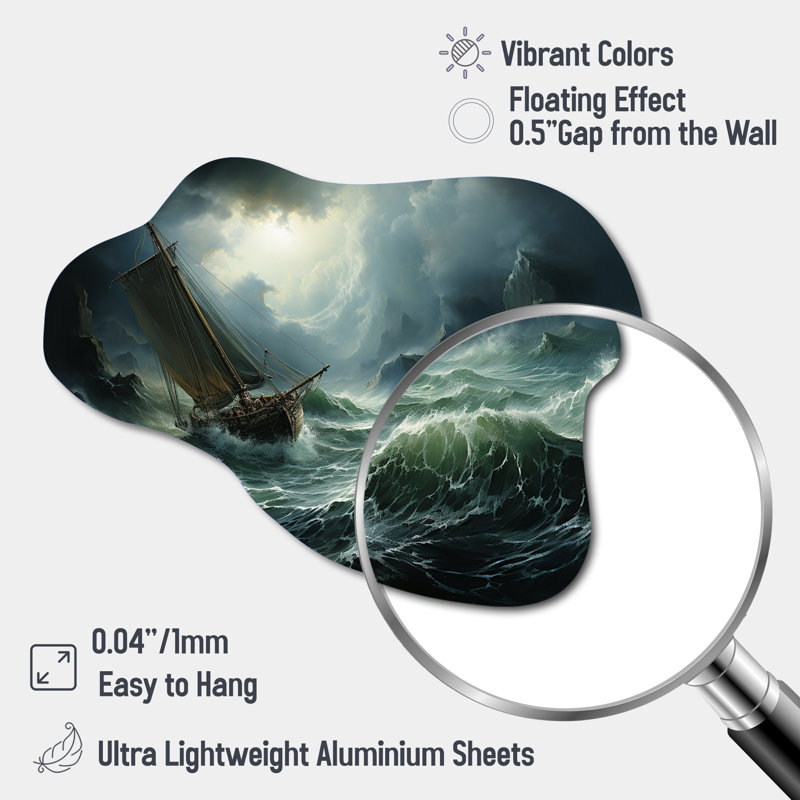 «Stormy Seas Beauty III - Asymmetric Storms», reproduction d'art murale en métal, H 27 po x l 35 po x P 1 po
