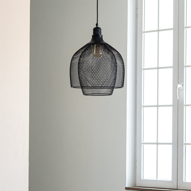 Sigmund 30cm H Metal Novelty Pendant Shade in Black, Yes