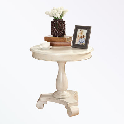 Round Wood Pedestal Side Table