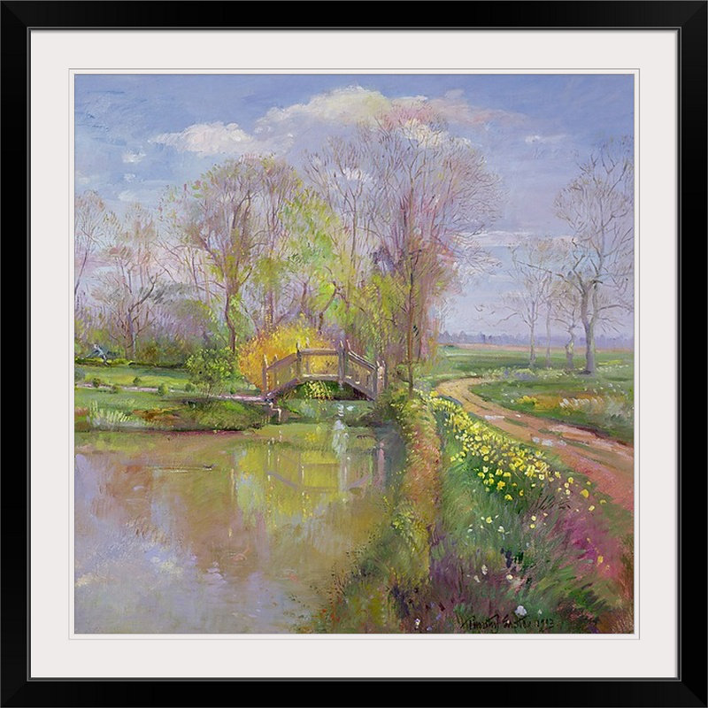 «Yonkers Spring Bridge, 1992» par Timothy Easton, reproduction d'art, H 24 po x l 24 po x P 1 po, Cadre noir