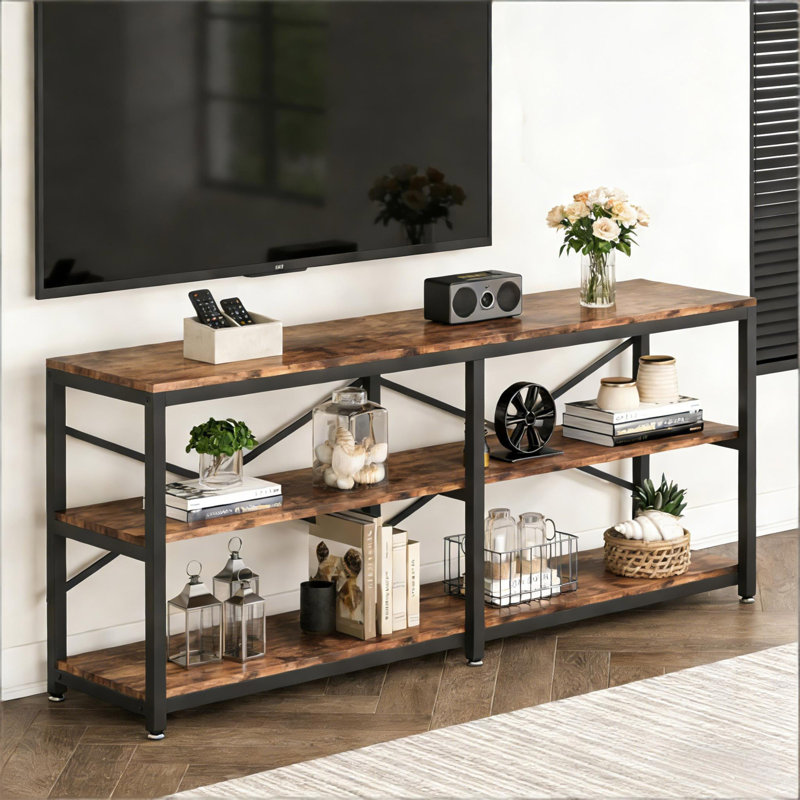 Rustic Farmhouse Style Sofa Table,3-Tier Hall Table,Console Table,TV Stand,Bookshelf