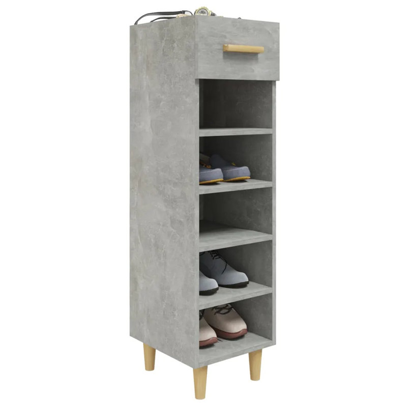 5 Pair Shoe Storage Cabinet, Concrete Grey