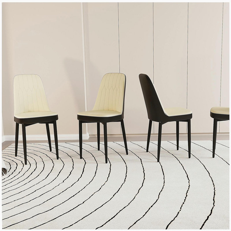 Chaises de salle à manger 4 pièces de style moderne, fabriquées en cuir de polyuréthane de haute qualité, avec coussins épais, chaise de cuisine à pieds en métal, chaise de salle à manger de restaurant