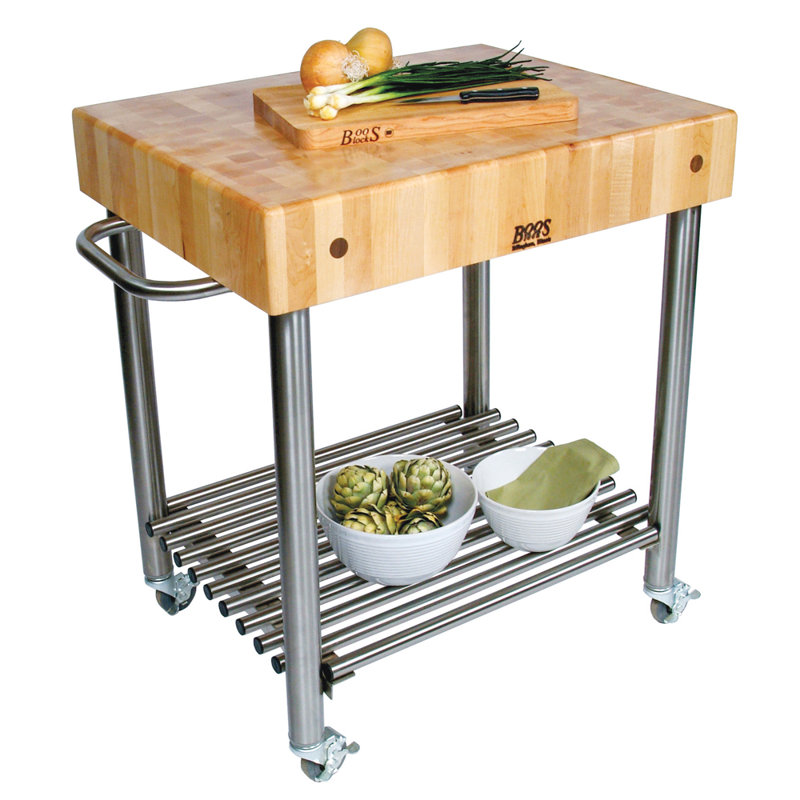 Cucina D'Amico Prep Table with Butcher Block Top
