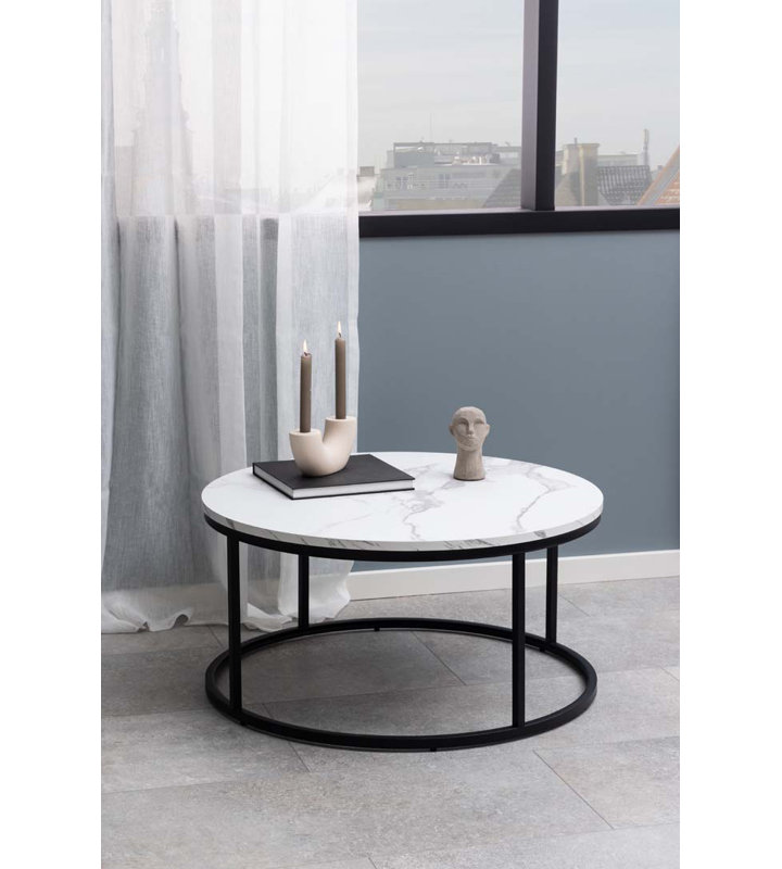 Luitgard Frame Coffee Table with Storage, White marble