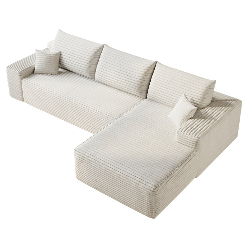 Canapé modulaire 107 po avec méridienne en L 107 po, canapé modulaire moderne avec assise profonde, canapé rembourré pour le salon et la chambre à coucher, aucun assemblage requis