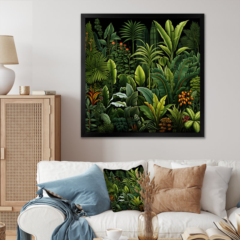 Rainforest Jungle Plants Landscape 3 - Jungle, art mural, Toile tendue, H 36 po x l 36 po x P 1,5 po