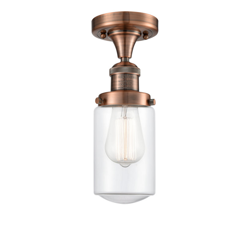 Plafonnier semi-encastré 4,5 po Saroyan, Ampoule non incluse, Transparent, Cuivre antique