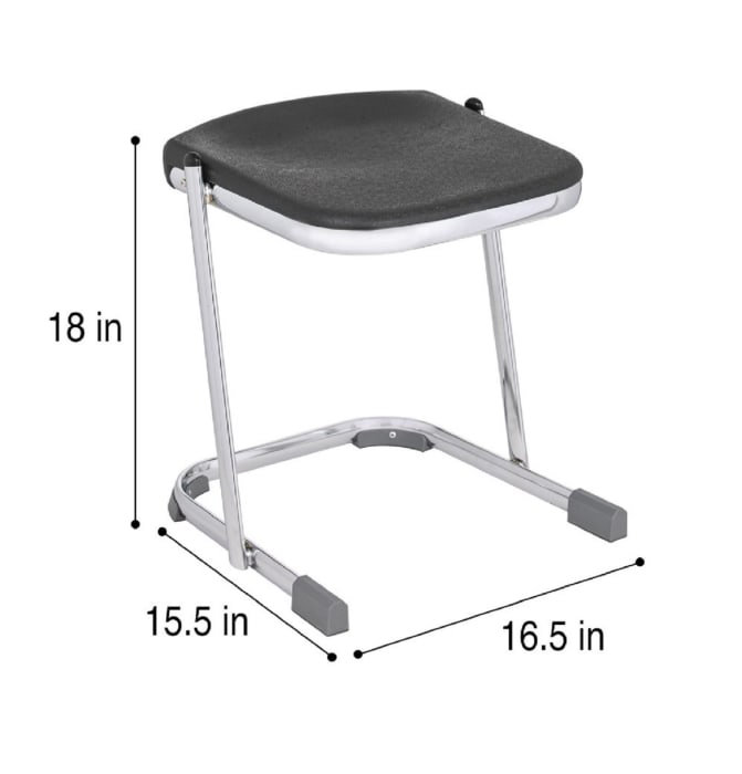 ErgoComfort 20" Black Metal Laboratory Backless Stool