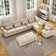 Shaped 6 Seats Modular Sectional Sofa with Storage Seats, Phone Holder and Console Table