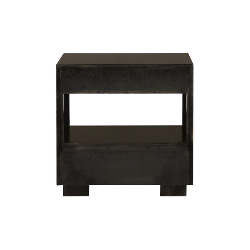 Table de chevet contemporaine avec finition grain de poivre fumé et rangement fonctionnel pour 2
