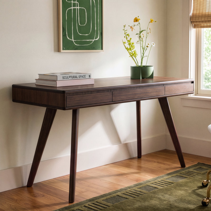Lacey Solid Wood Writing Desk, Black Walnut
