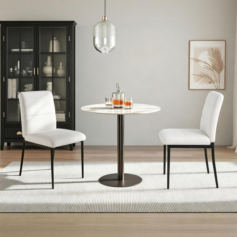 48.5 cm H Upholstered Chenille Dining Chair, White