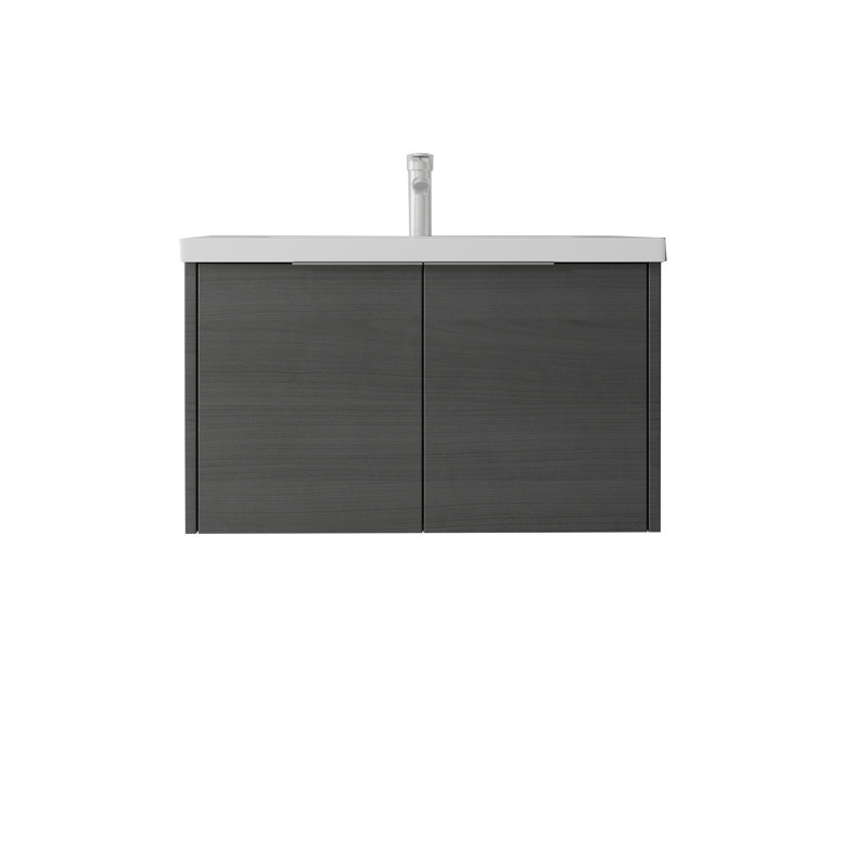 Meuble-lavabo flottant 36 po avec lavabo à porte à fermeture en douceur pour petites salles de bain 36 po, Dark Grey, 36"