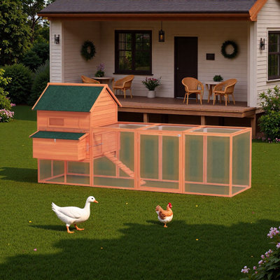 Durable Eco-Friendly Spacious Goose House,Duck Coop,Wooden Chicken Coop,Pet House with Two Sliding Windows