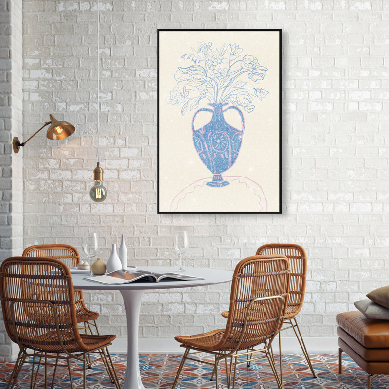 Blue Flower Studio Print by Oliver Gal, 25"H x 37"W, Black Floater Frame