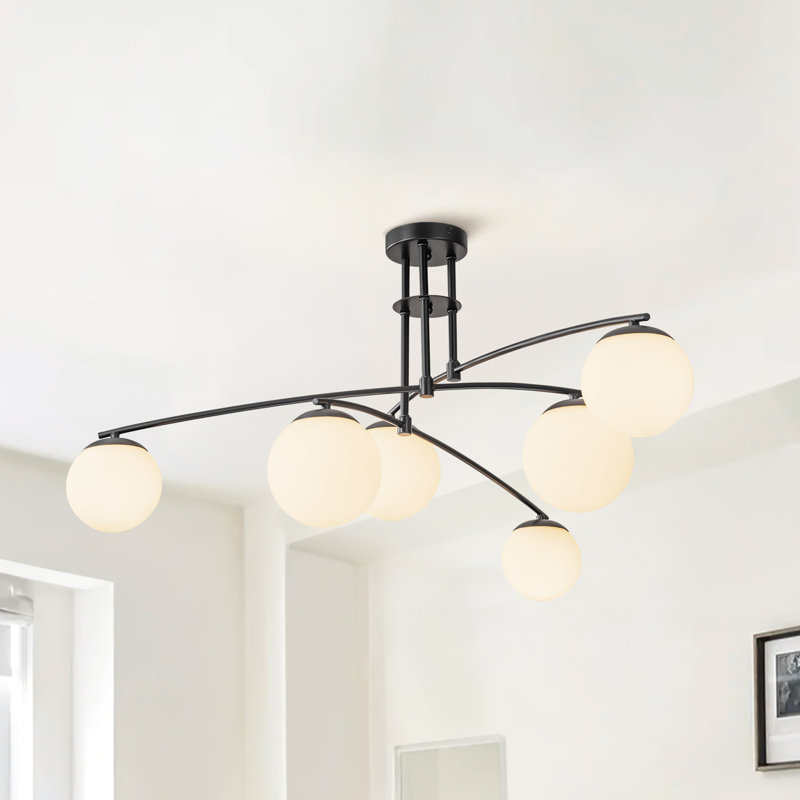 Fairfax Glass Bubble Semi Flush Mount, Gold, 6